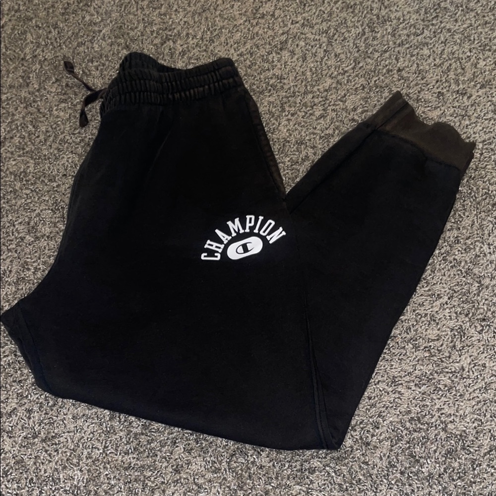 Champion Men’s Black Logo Sweatpants  Joggers